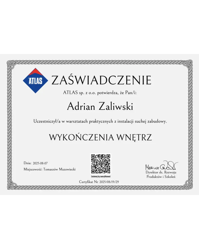 Certyfikat sucha zabudowa