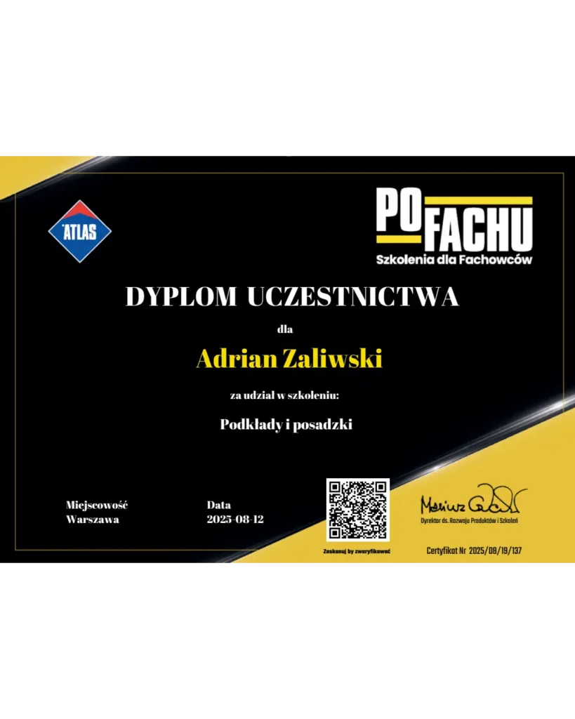 Certyfikat posadzki
